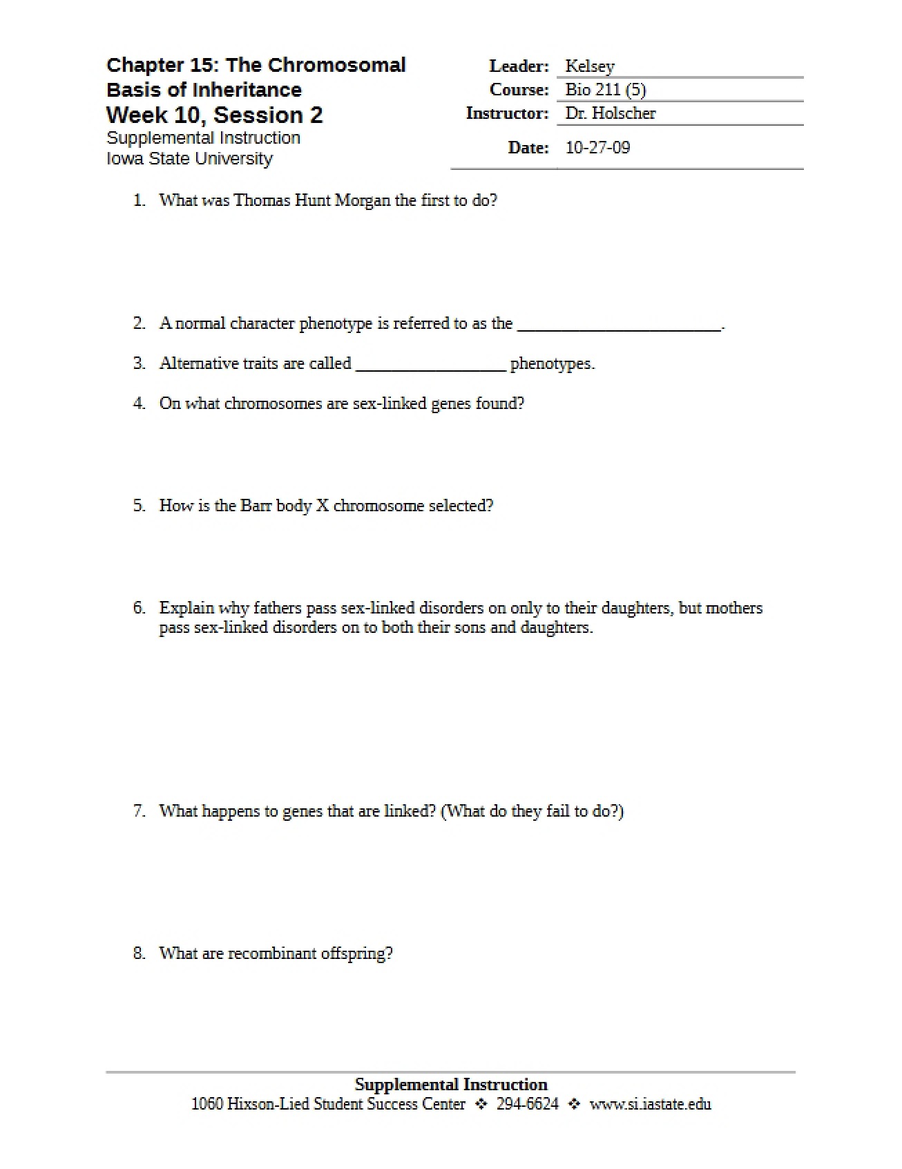 Session 2.2 Worksheet for Week 10 of Biology I