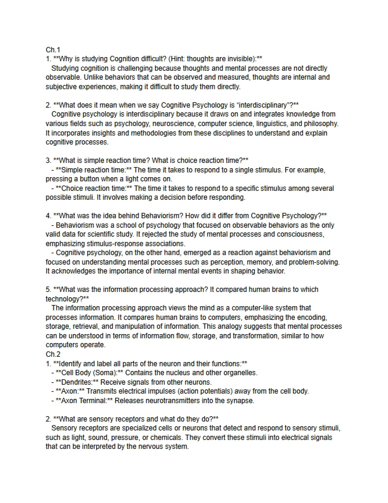 Study Guide for Exam One