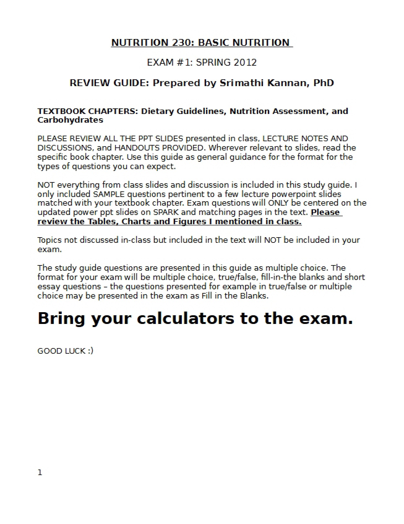 First Exam