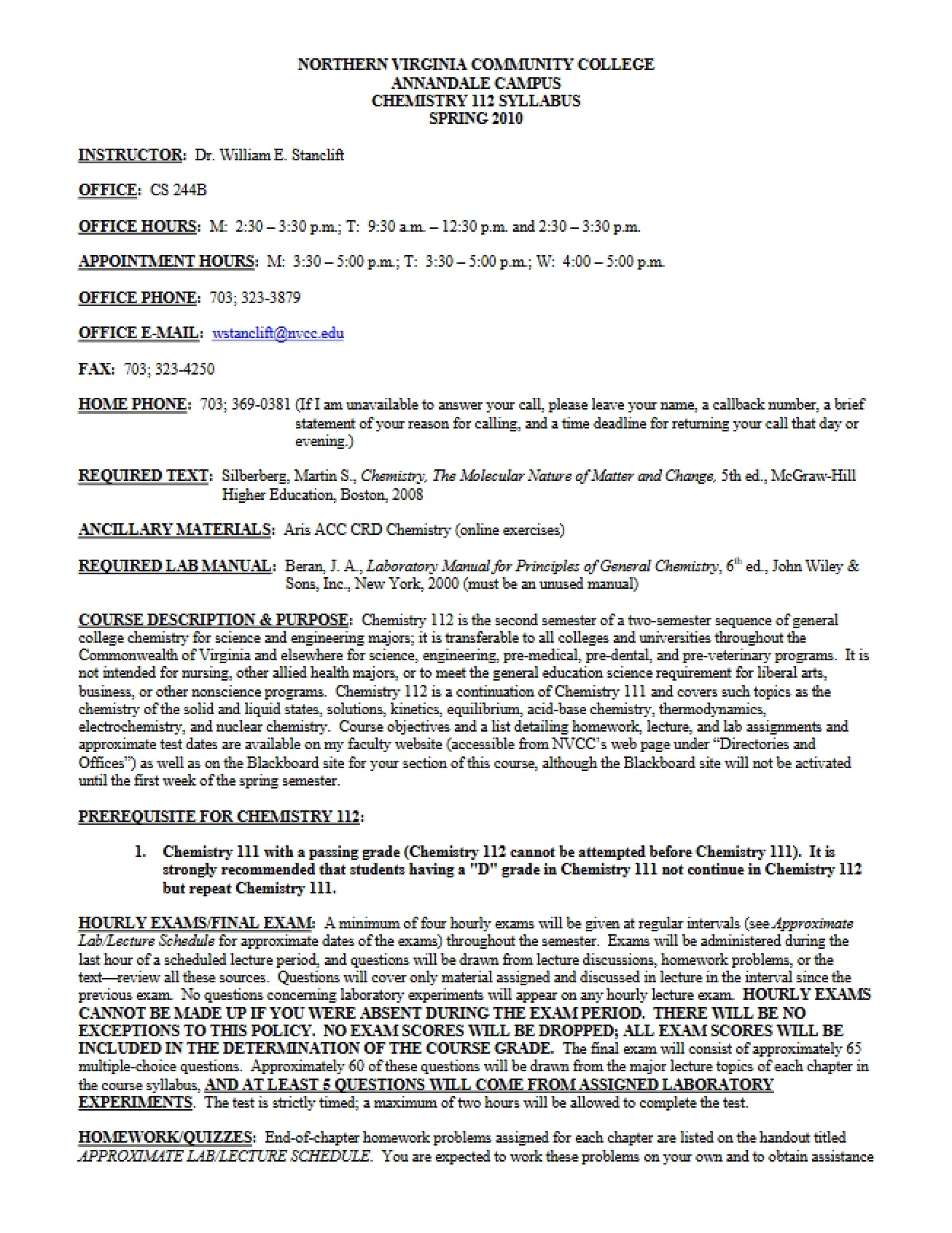 CHM 112 Syllabus