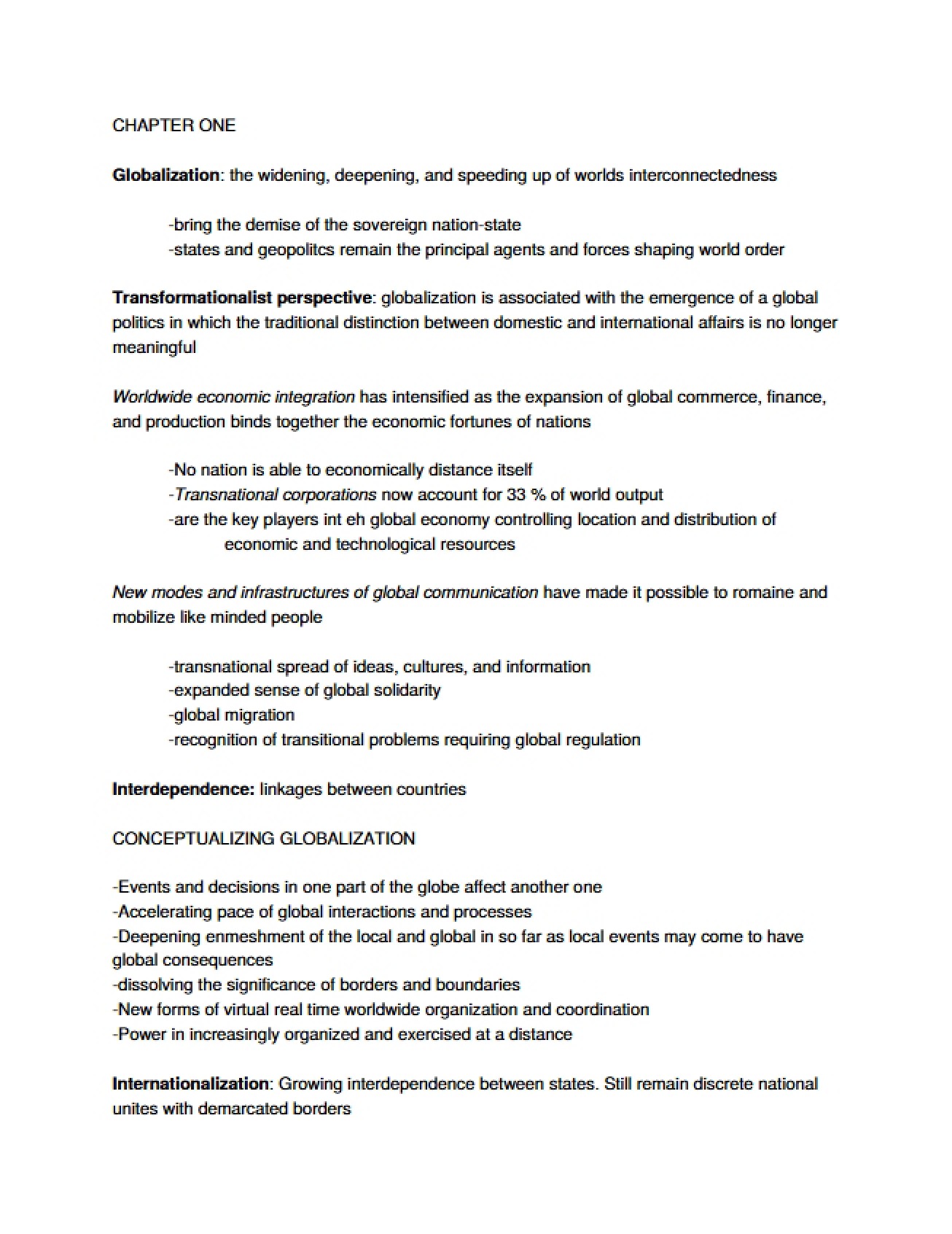 Concepts of Globalization