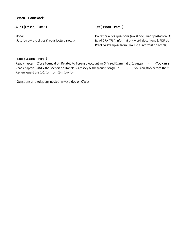 Homework for Lesson 5