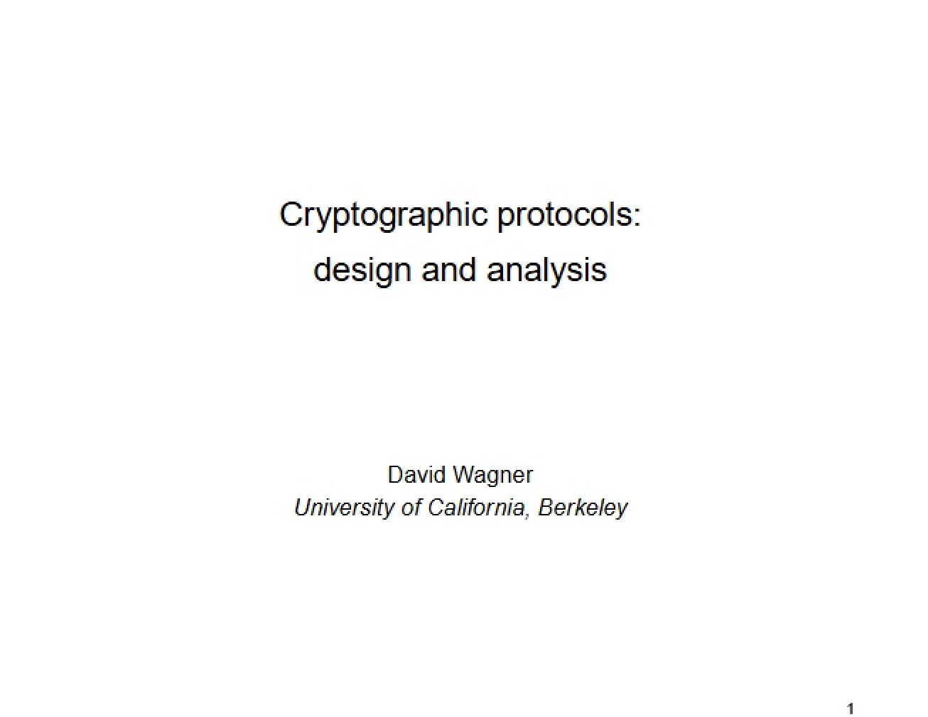 Design and Analysis of Crypto Protocols