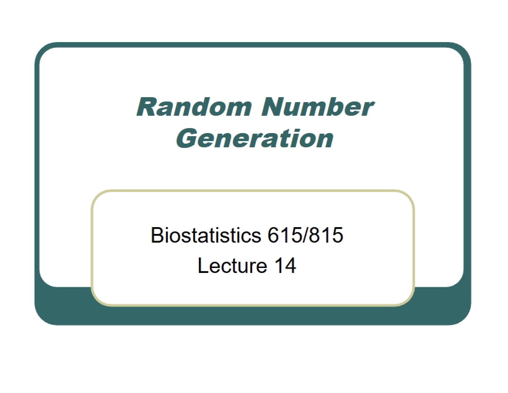 Generating Random Numbers