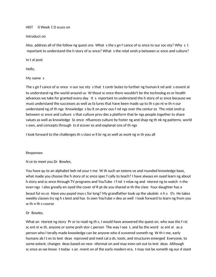Discussion 1 - HIST270