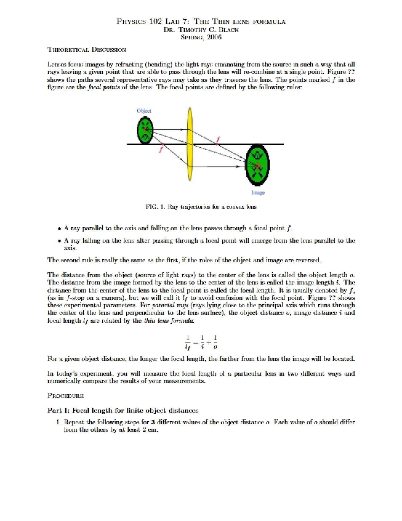Formula for Thin Lens