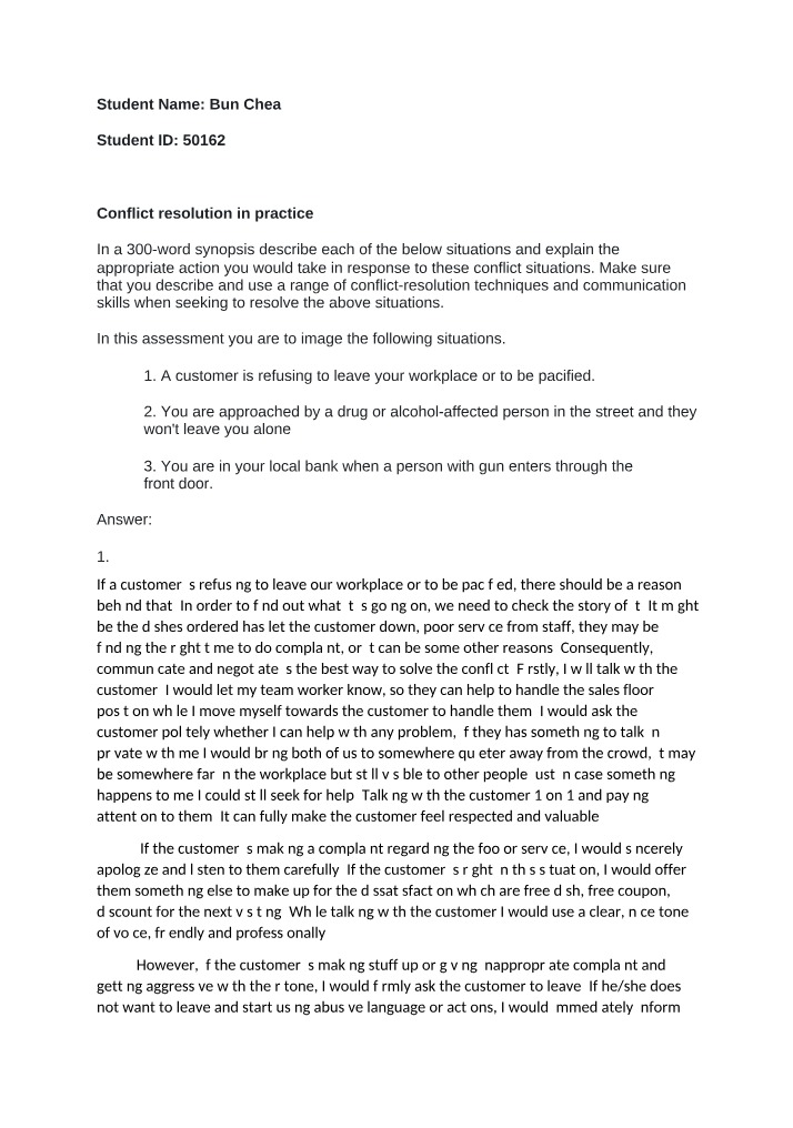 Conflict Resolution Practice