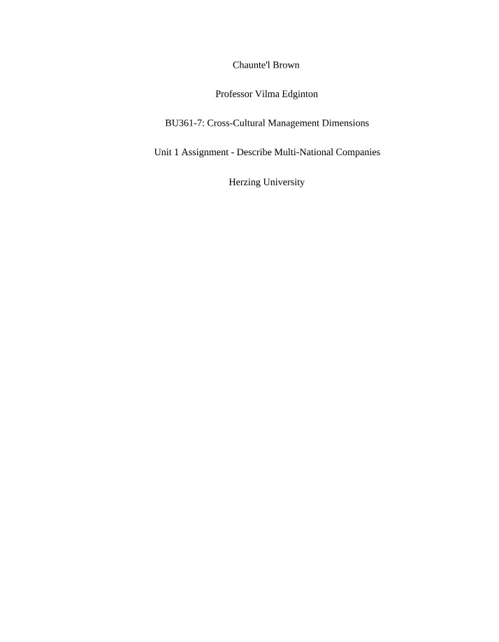 Description of Multi-National Companies