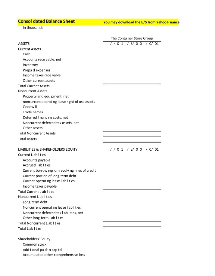 Workbook for Financial Statement Analysis Calculations