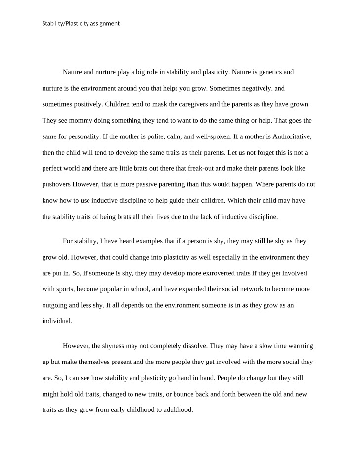 Assignment on Stability and Plasticity
