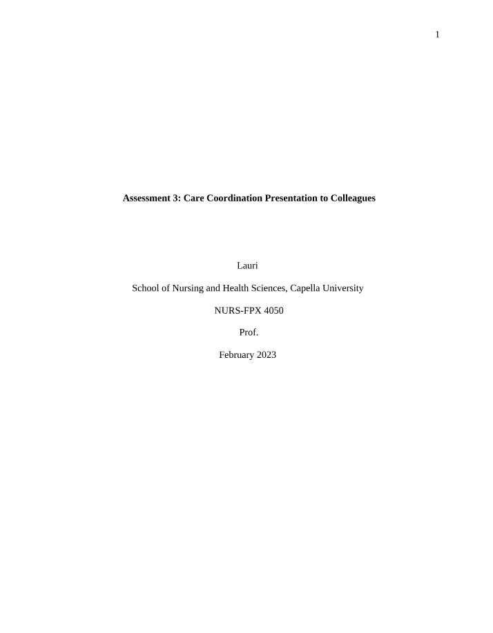Presentation to Colleagues on Care Coordination - Assessment 3