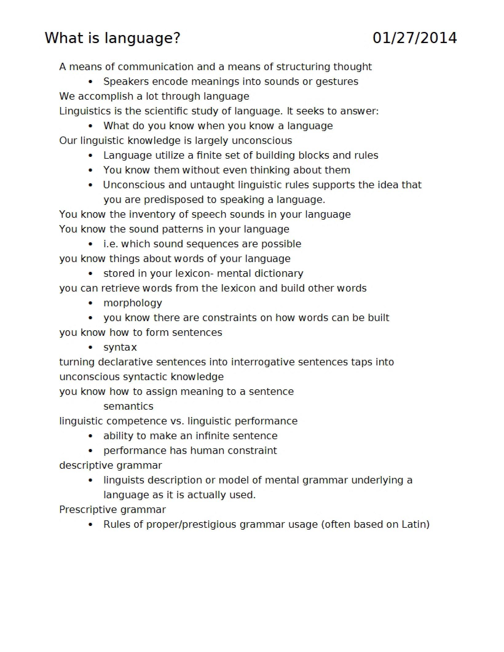 Language and Mind Notes