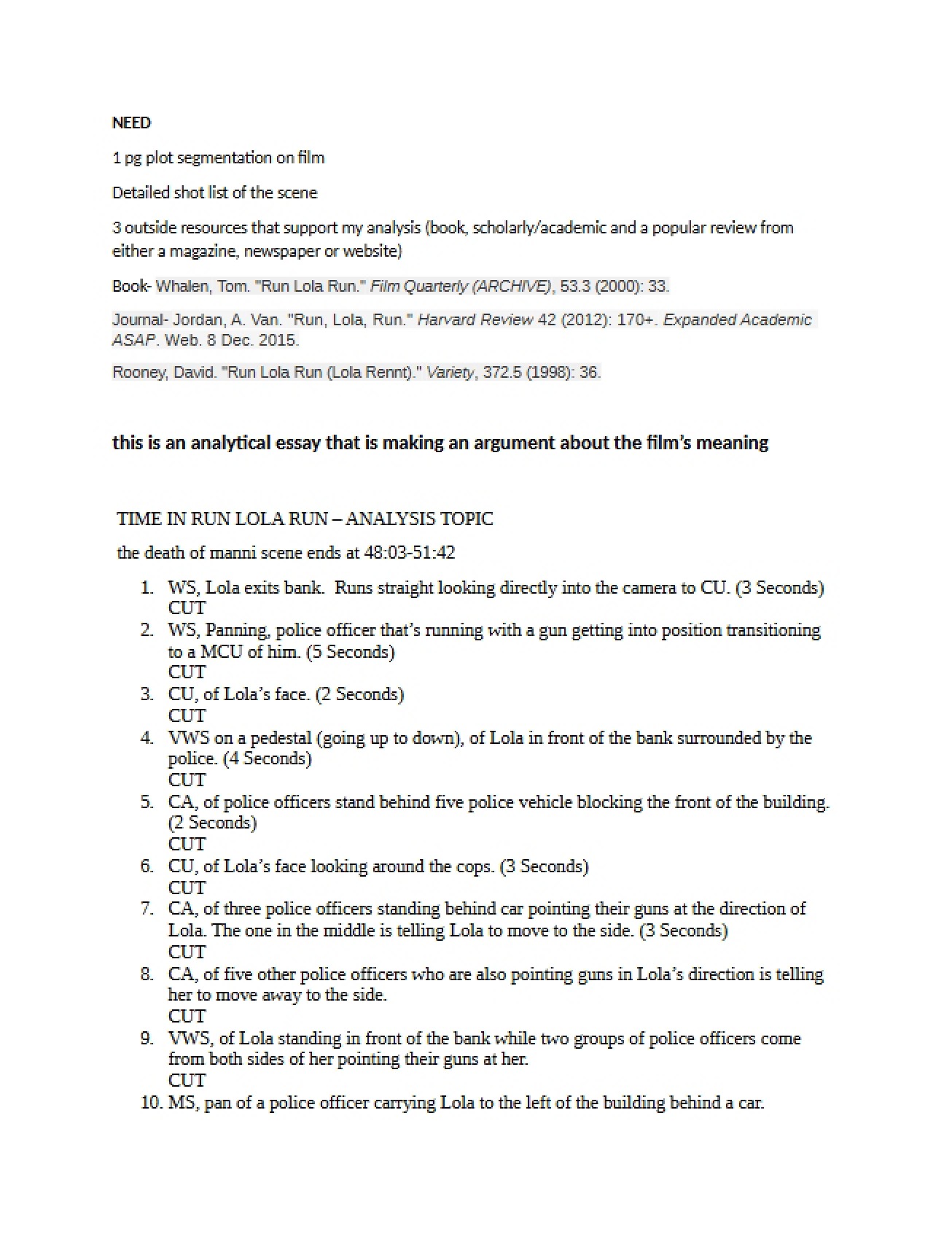 Run Lola Run Film Analysis