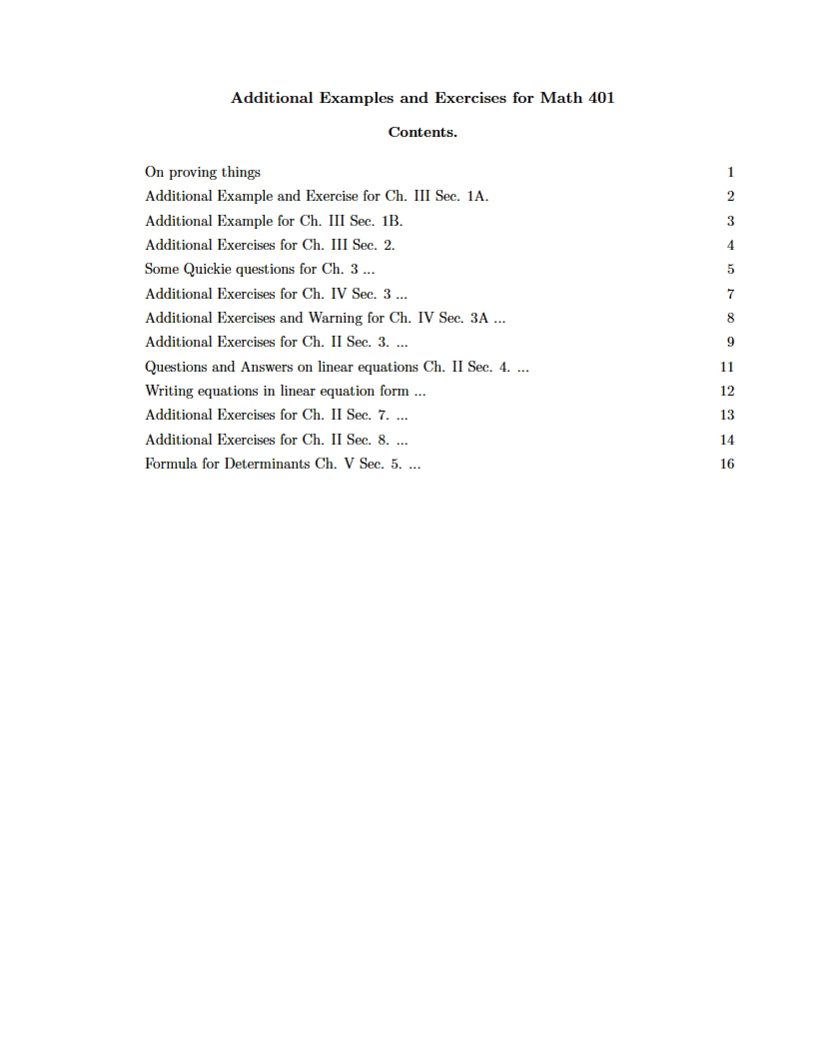 Exercises and Additional Examples