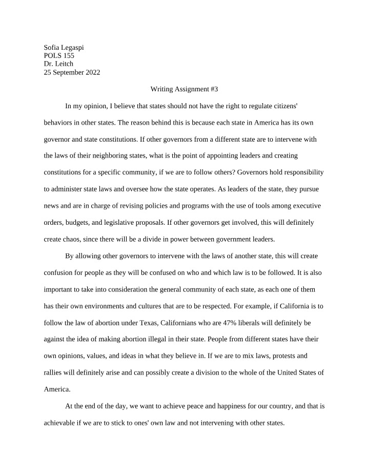 Writing Assignment 3 - Legaspi