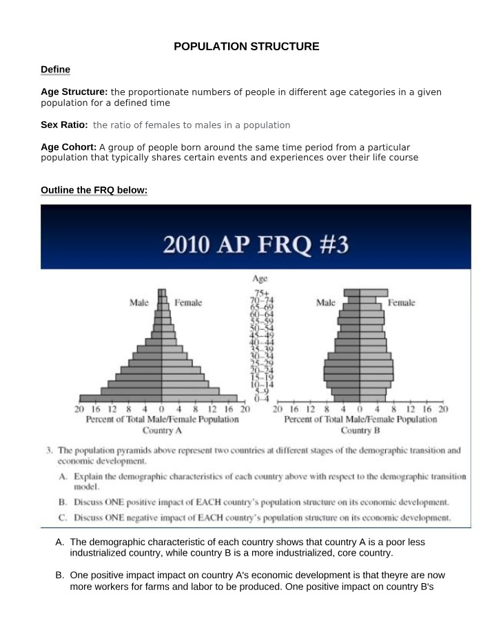 Age, Sex Ratio, and Cohorts - Population Structure