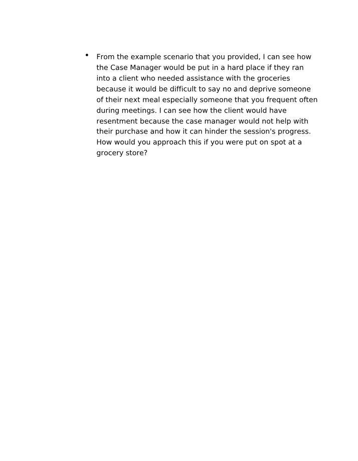Grocery Assistance Dilemma - Case Manager Scenario