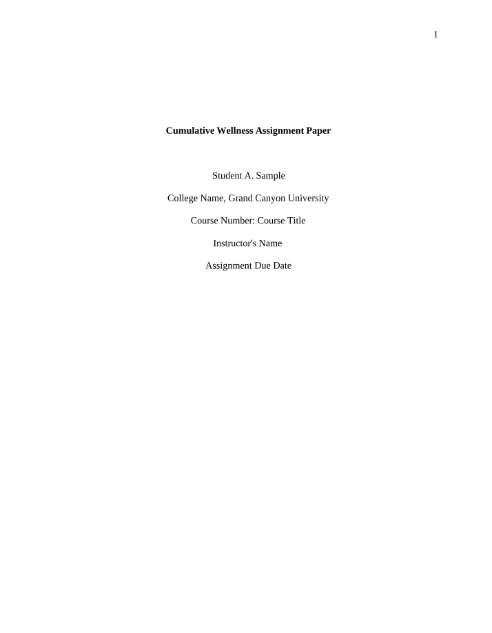 Cumulative Wellness Paper