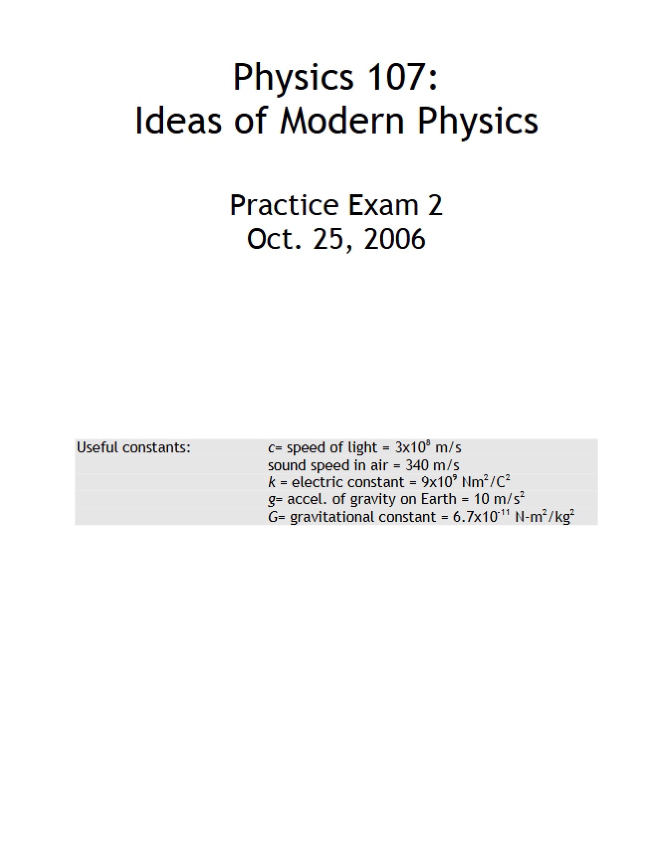 Physics 107 Academic Notes