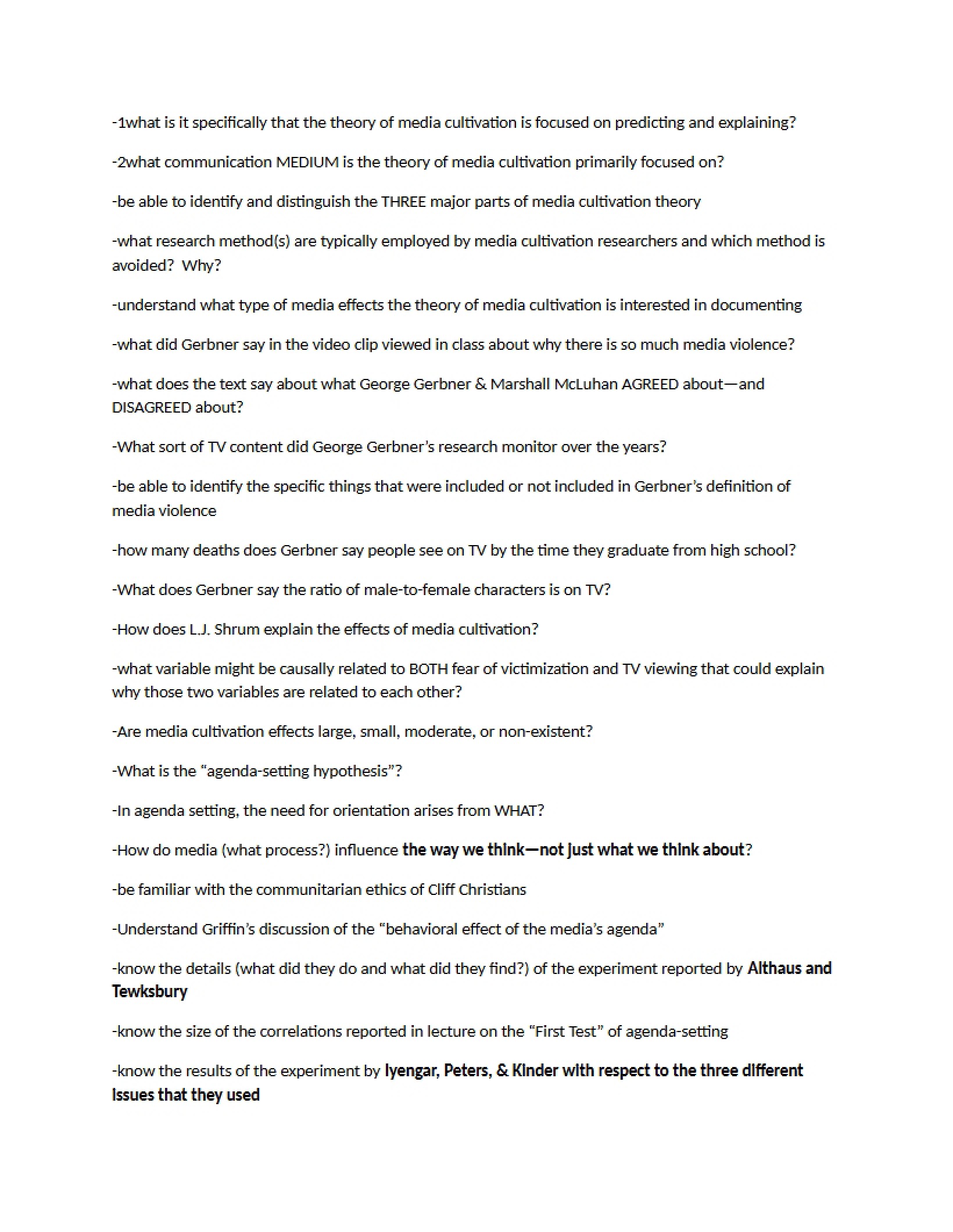 Study Guide Exam 4 (Spring 2014)