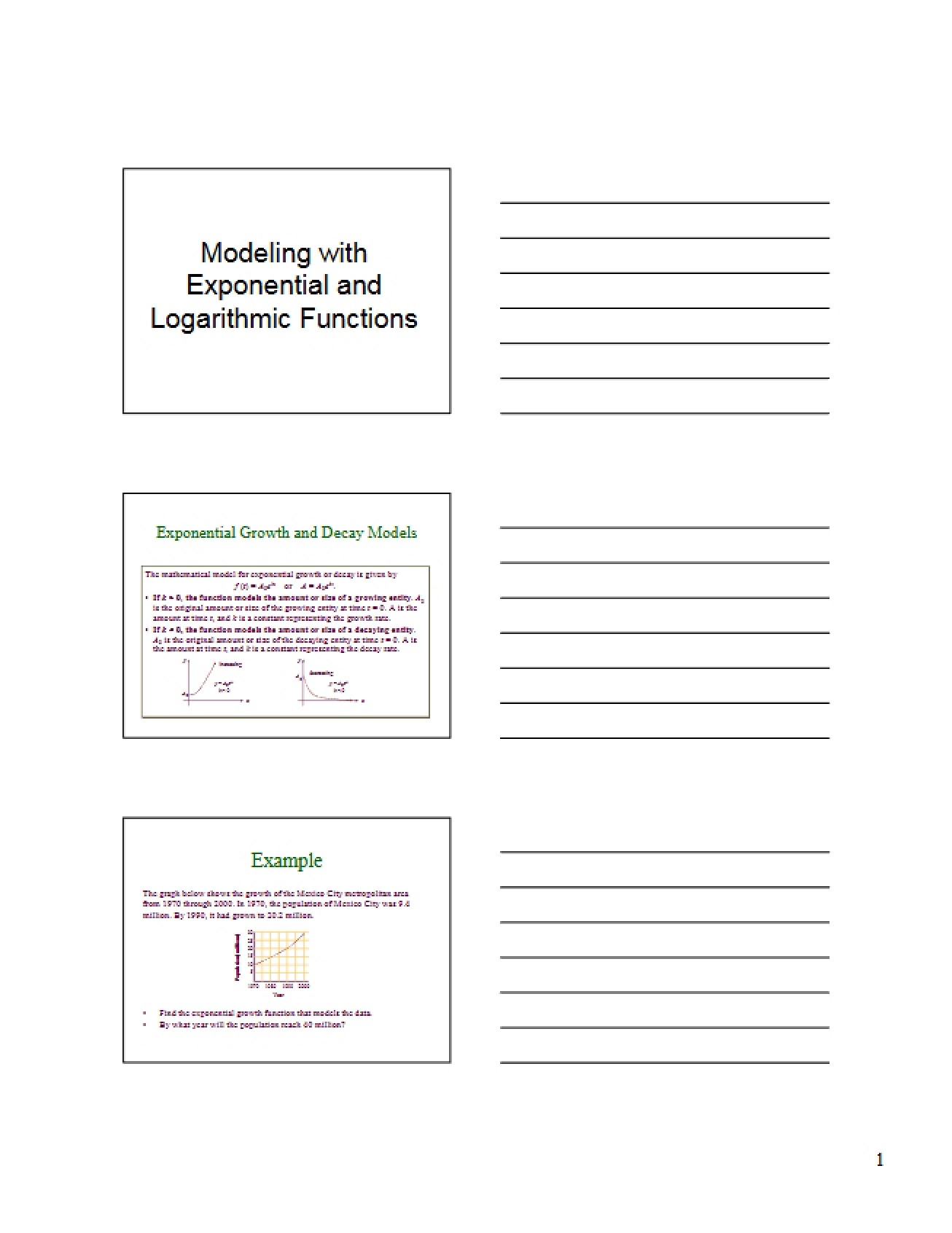 Exponential and Logarithmic Function Models