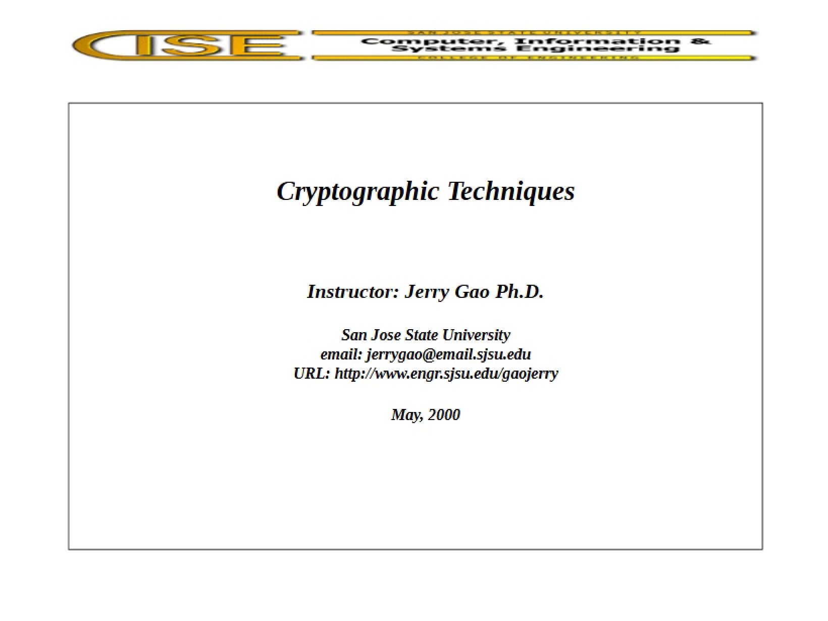 Cryptography