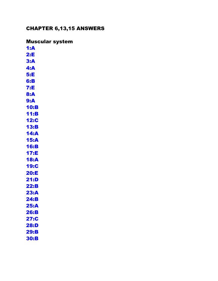 Muscular, Nervous, and Endocrine Systems - Guide and Answers