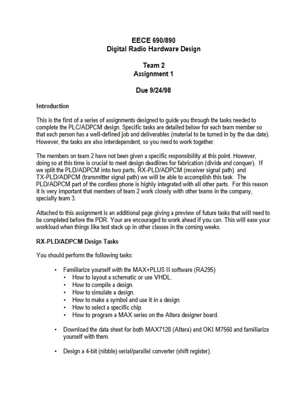 Overview of the Hardware Design of a Digital Radio