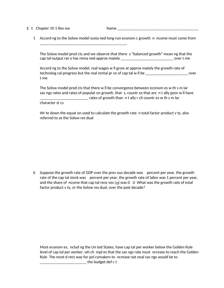 Chapter 10 - Growth Empirics