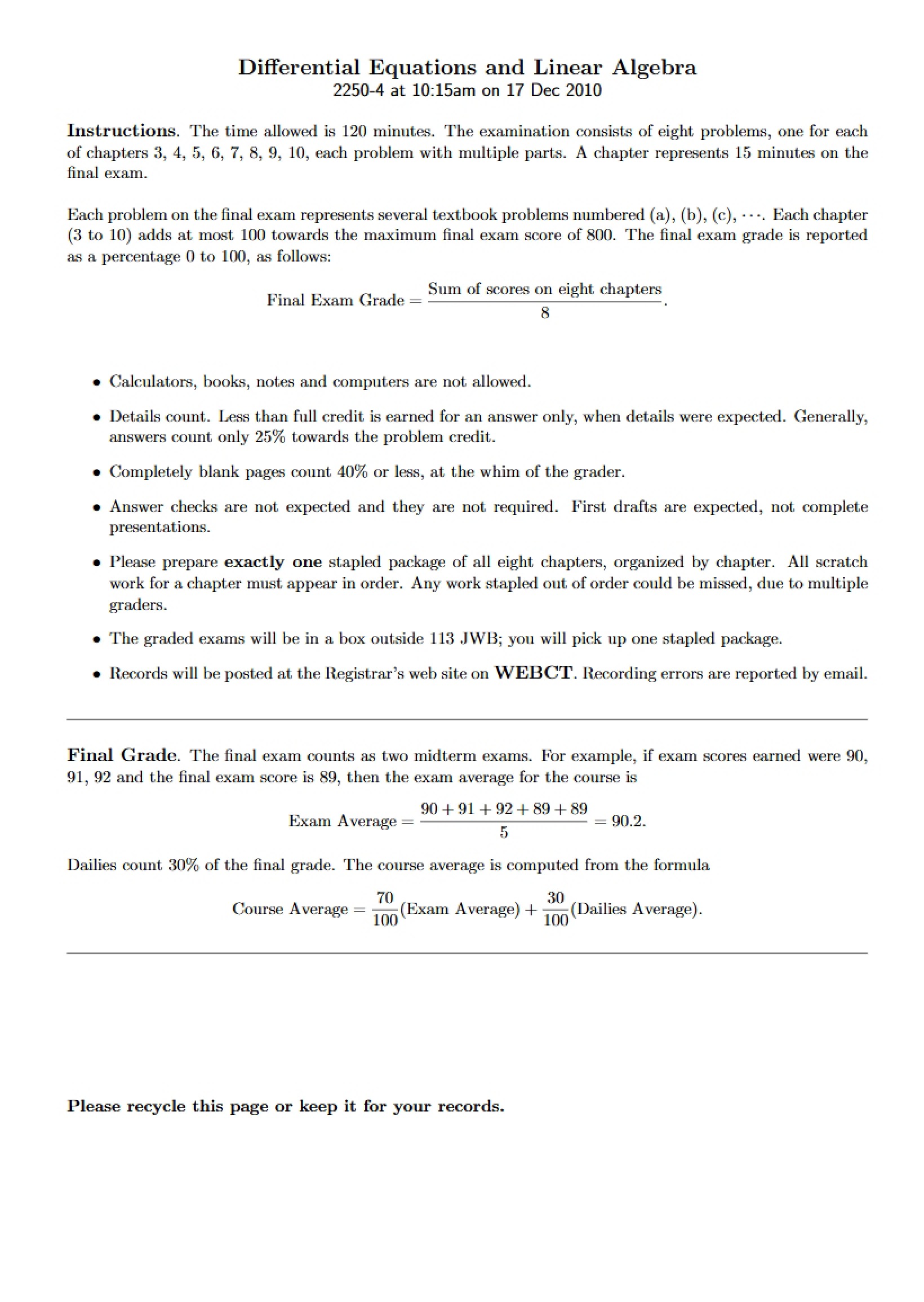 Diff Eq Final Assessment
