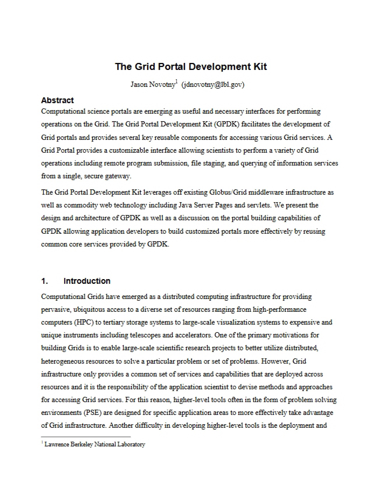 Development Kit for Grid Portal