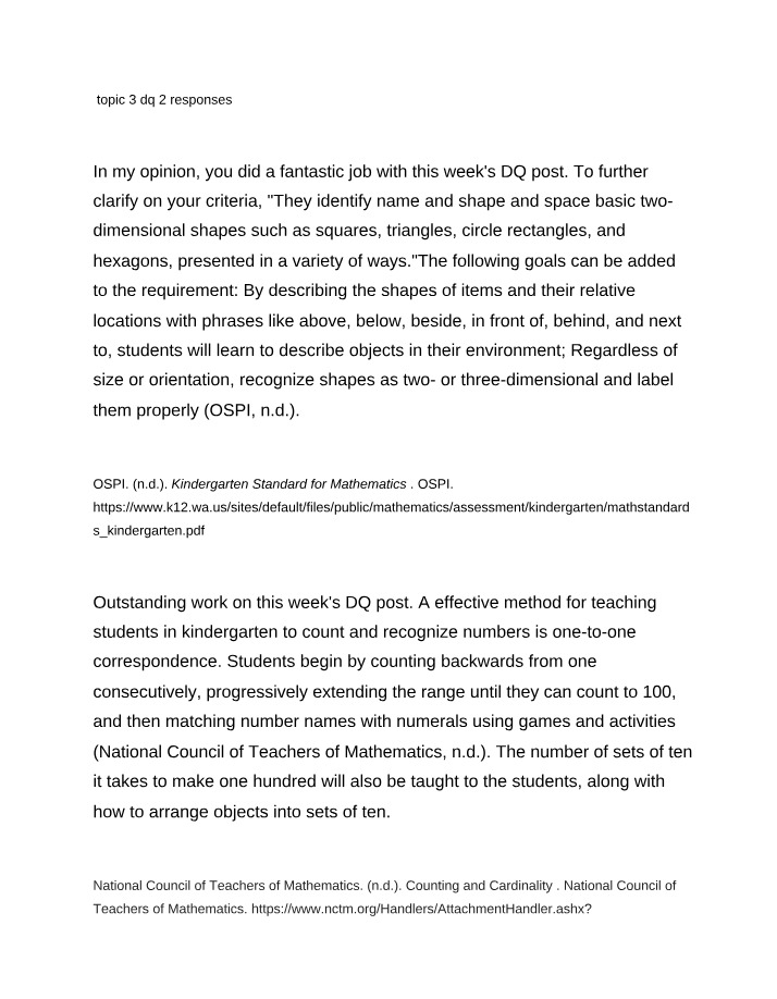 Responses for Topic 3, DQ 2