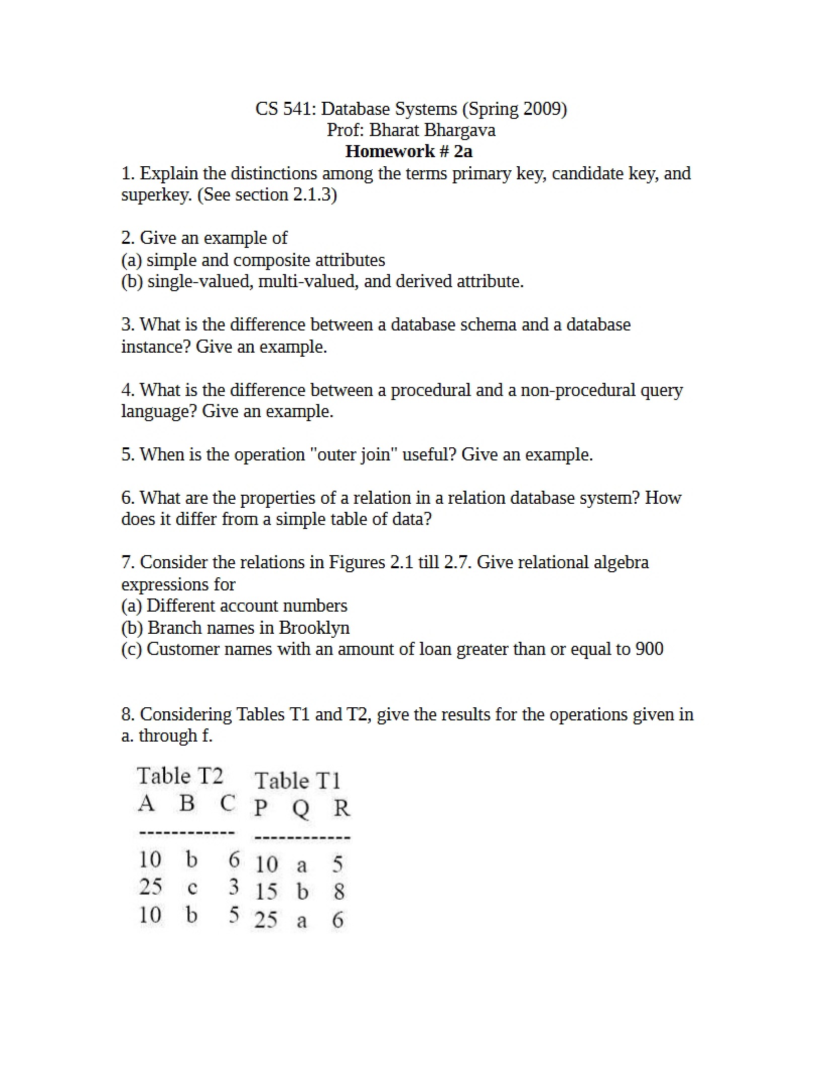 Homework Set 2a