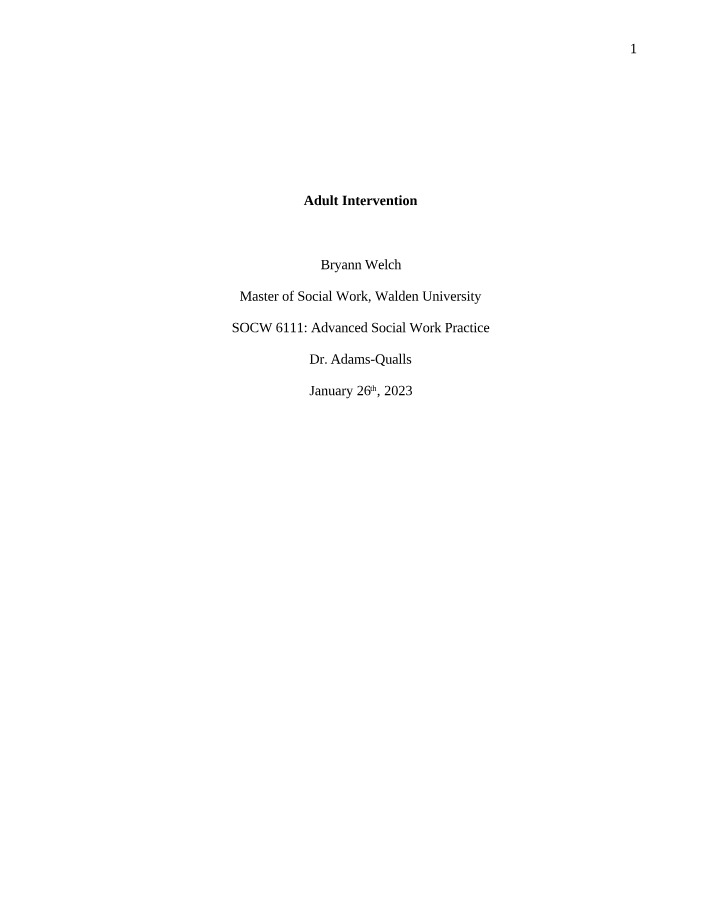 Week 9 Assignment - Welch