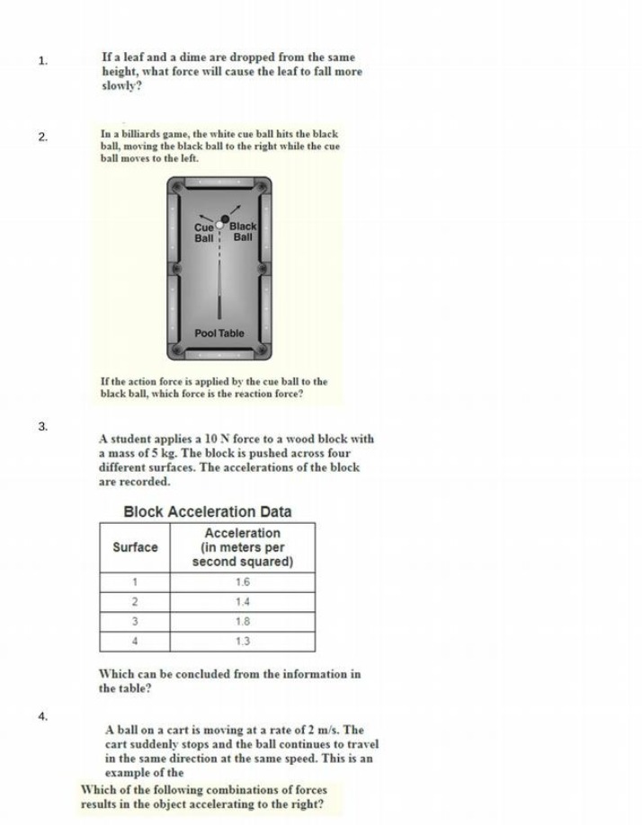 Problems in Forces and Motion