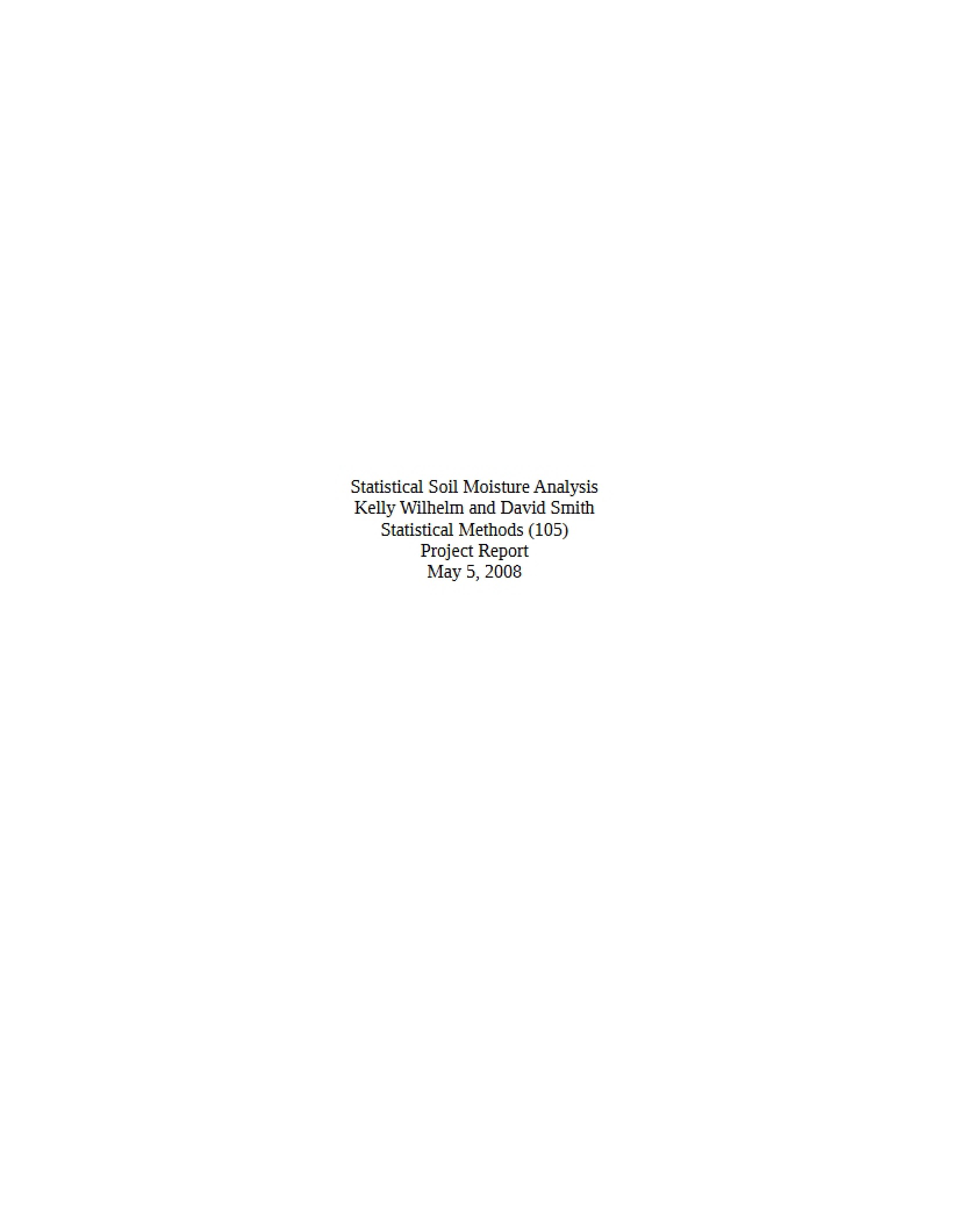 Soil Moisture Statistical Analysis