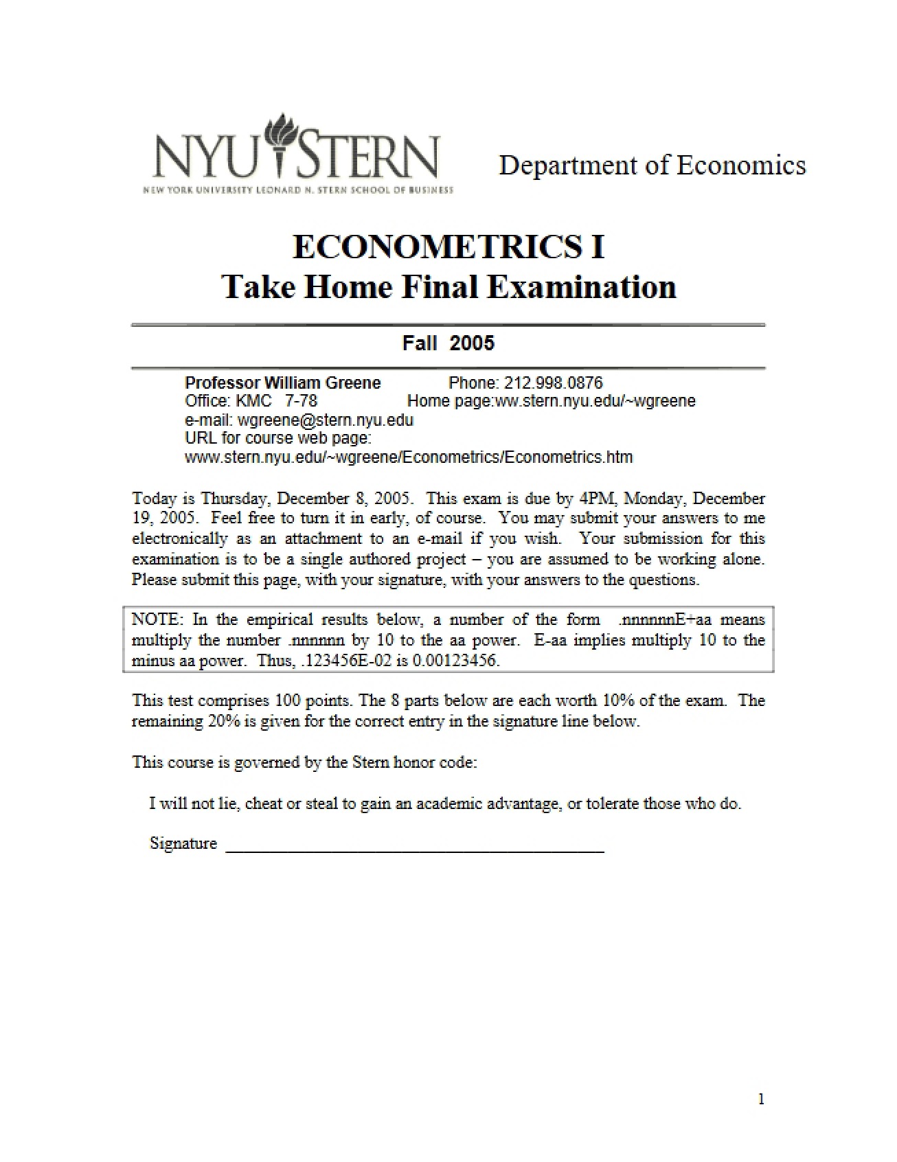 Final Exam Take Home Version