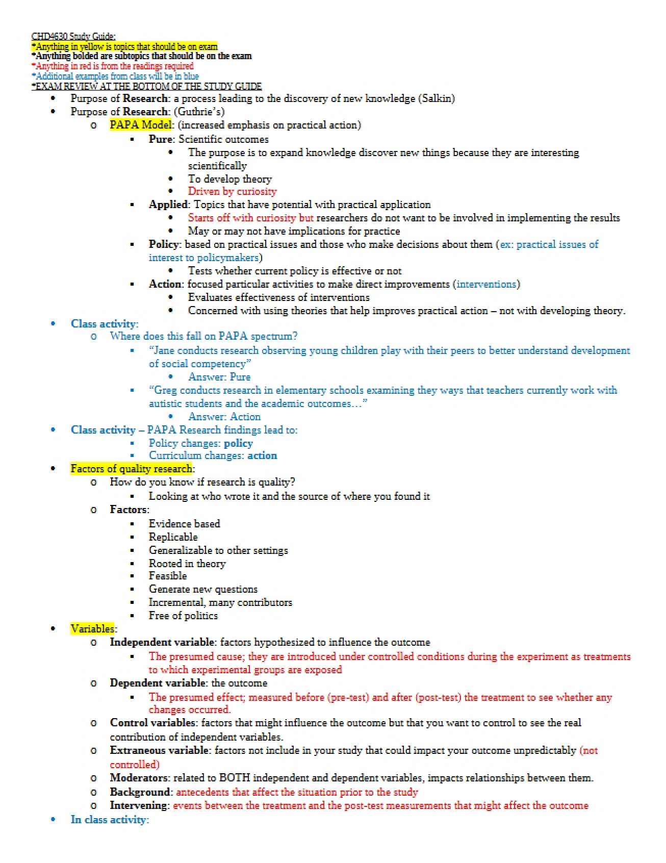 Course Study Guide (Part 1)