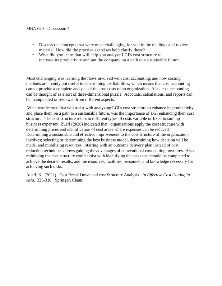 Discussion 4 - MBA 620