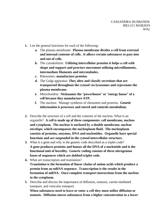 Plasma Membrane, Cytoskeleton, Ribosomes, and Golgi Functions