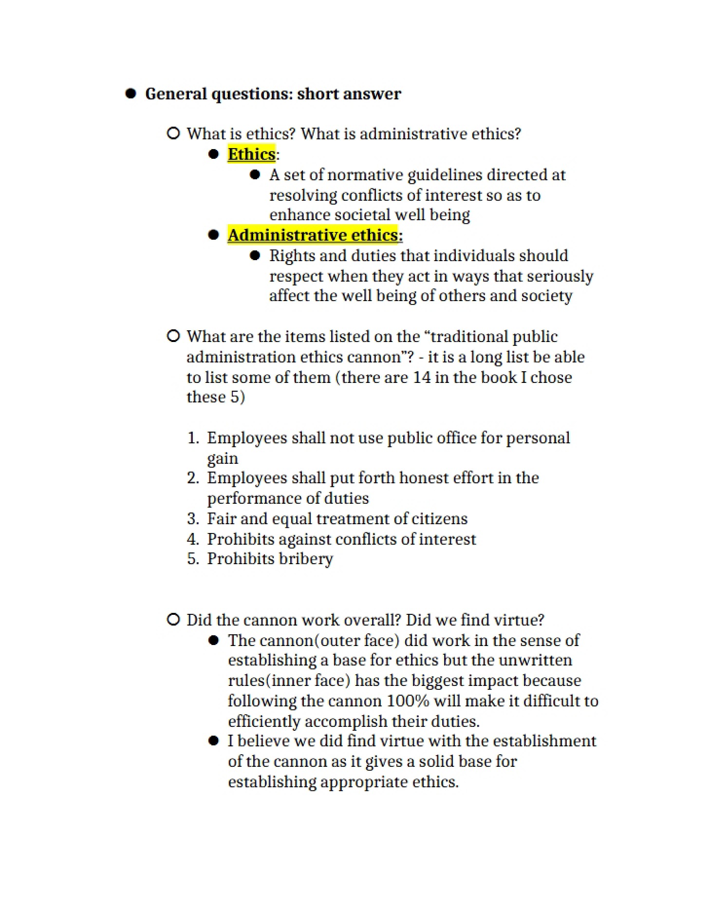 Ethics in Public Administration