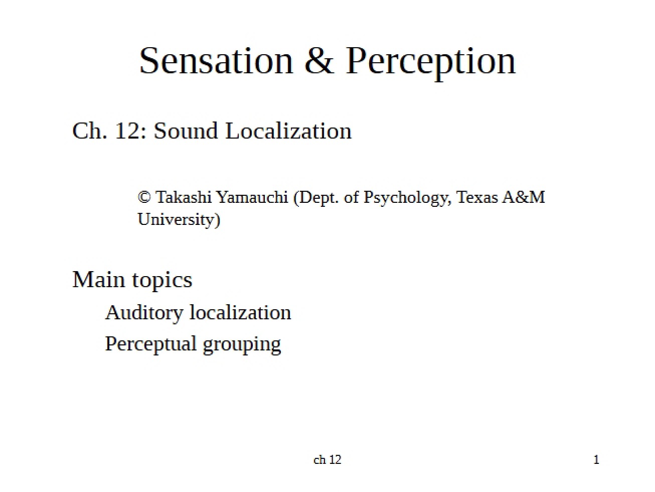 Chapter 12 Sound Localization
