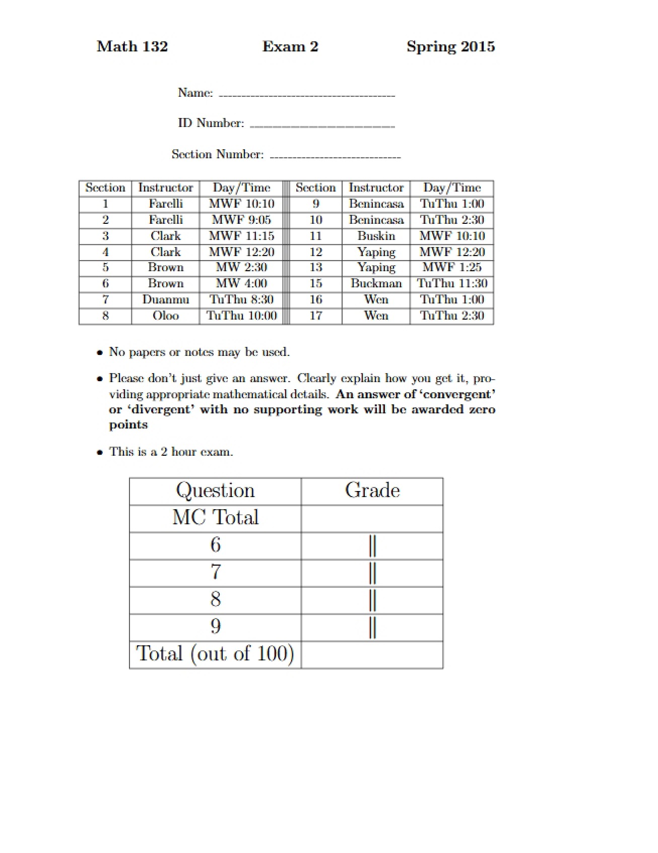 Second Examination