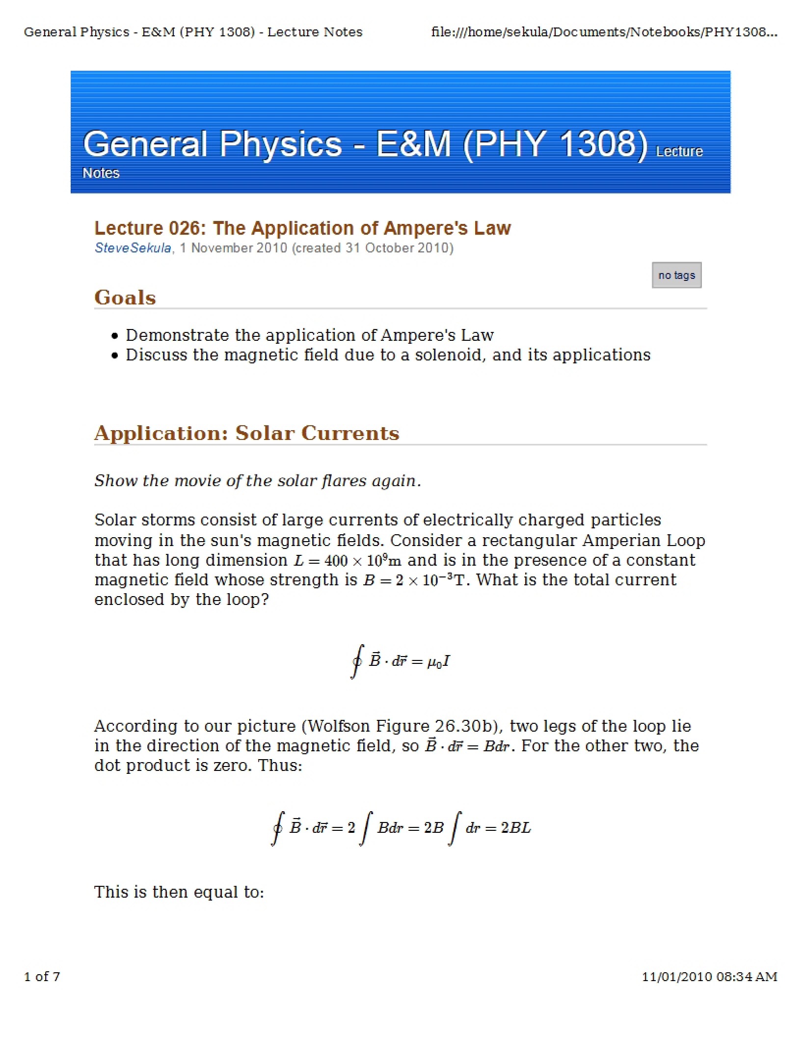 Applying Ampere's Law