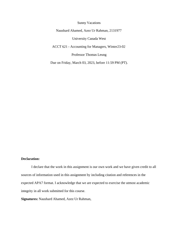 ACCT621 Individual Assignment