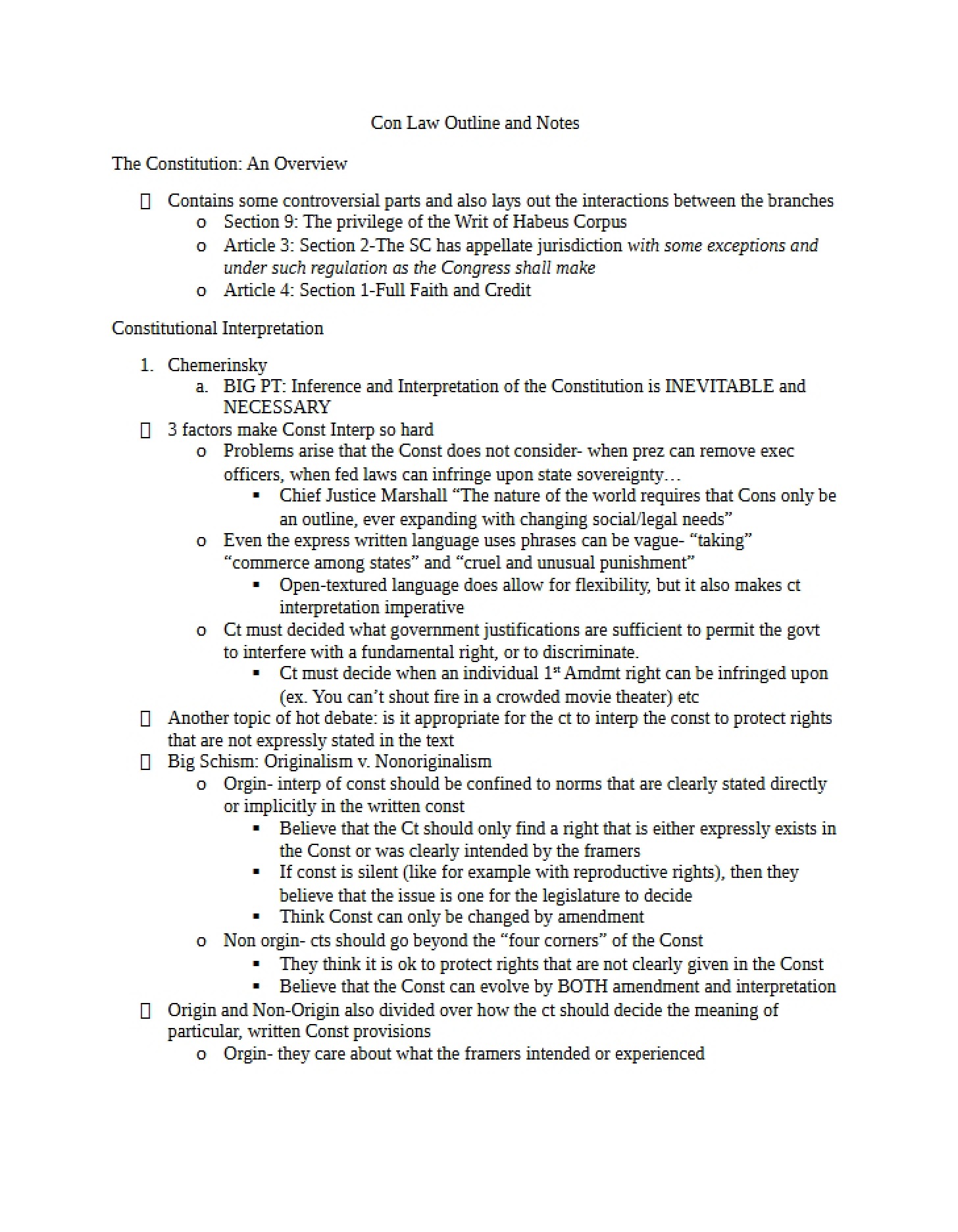 Constitutional Law Outline and Notes