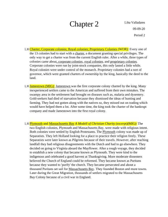 Types of Colonies in Early America - Charters and Corporations