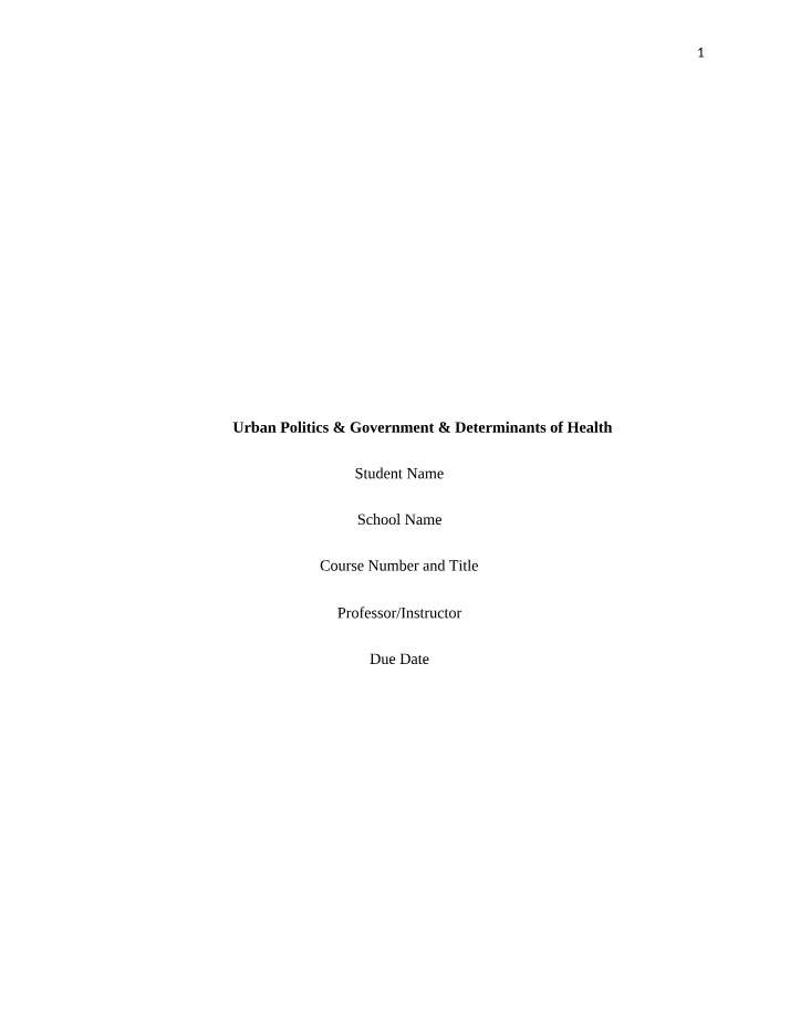 Determining Health - The Role of Urban Politics and Government