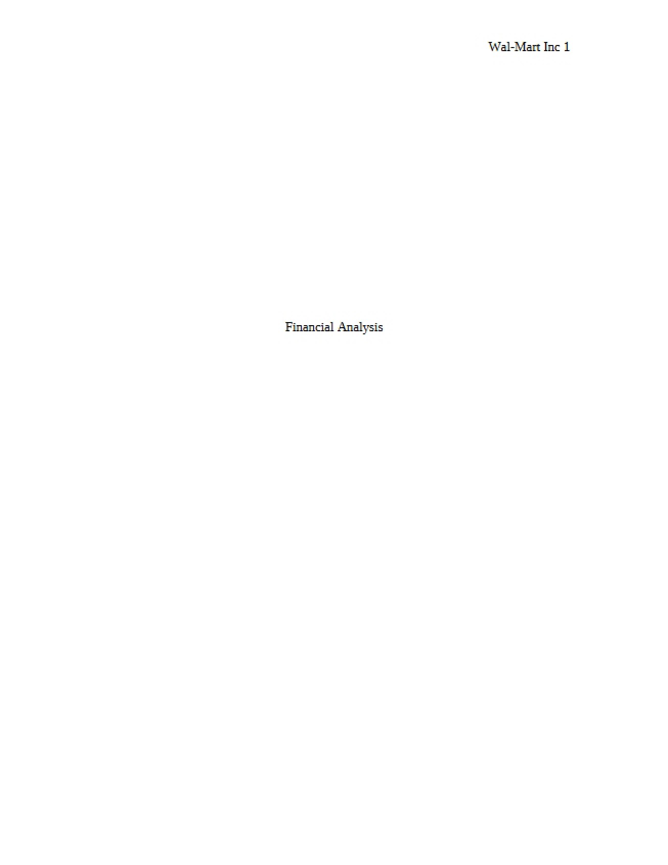 Financial Analysis (I)
