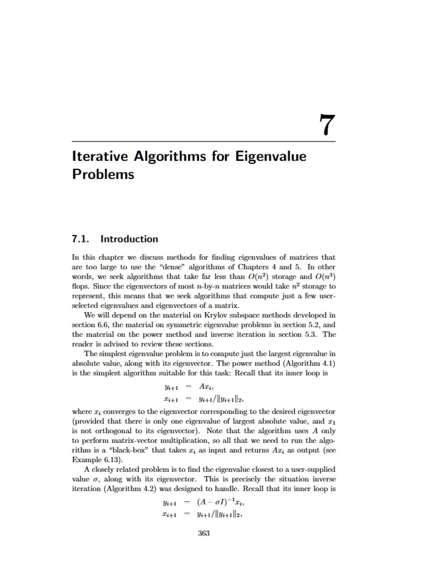 Eigenvalue Problems Iterative Algorithms